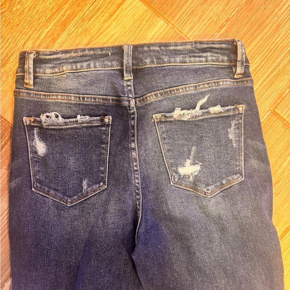 Flying Monkey Dark Blue Distressed Flare Jeans - Picture 3 of 6